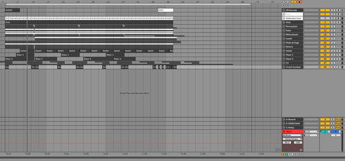 Ableton screenshot with track list and control panel