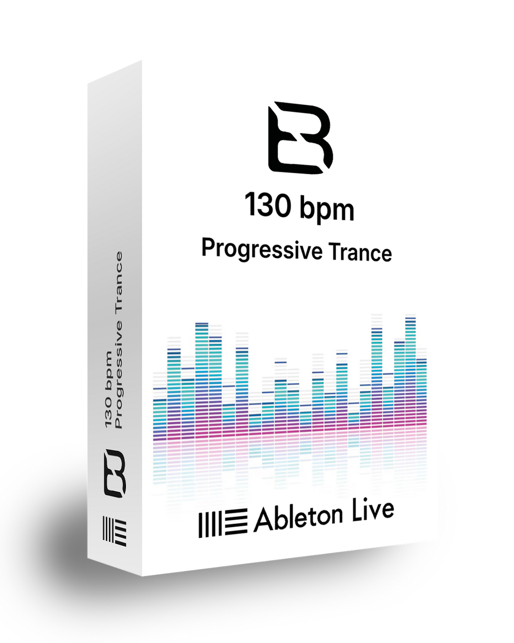 Ableton Live software package box for progressive trance music with BPM indicator.