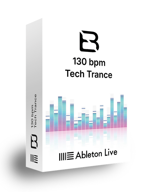 Ableton Live software package for tech trance music with BPM indicator on a white background