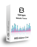 Ableton Live software package box with a melodic trance music track on a white background